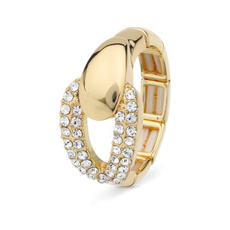 bejewels goud rekbaar ring wit zirkonen R366