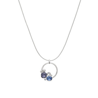 Bejewels blauw ketting kristal witte zirkonen zilver K387