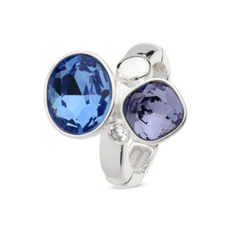 Bejewels blauw kristal ring zilver R369