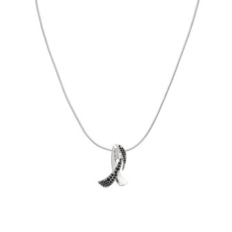 bejewels ketting witte  zirkonen zilver zwarte zirkonen K381