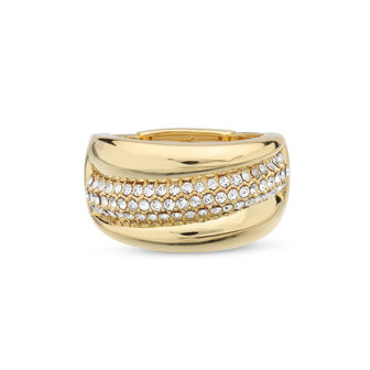 bejewels elastisch goud ring witte zirkonen R367