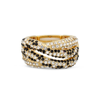 bejewels elastische ring R368 ring witte  zirkonen zwarte zirkonen