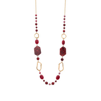 BaBeZa ketting K400 goud bordeaux rood kleurig