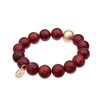 Babeza armband A385 goud bordeaux rood achtigbol achtig