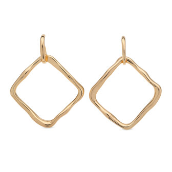 Babeza oorbellen oorhangers goud vierkantig O279
