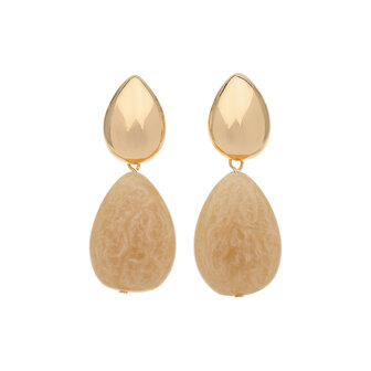 Babeza oorbellen oorhangers goud beige O266