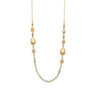 Babeza beige met grijs groene tonen goud ketting K394