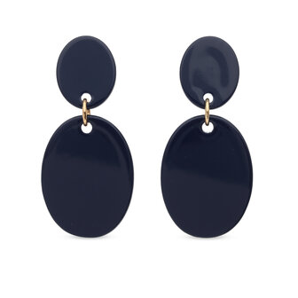 Babeza donker blauw goud oorhangers oorbellen O265