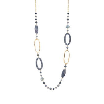 Babeza goud grijs blauw ketting K398