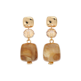 Babeza oorbellen oorhangers beige goud O269